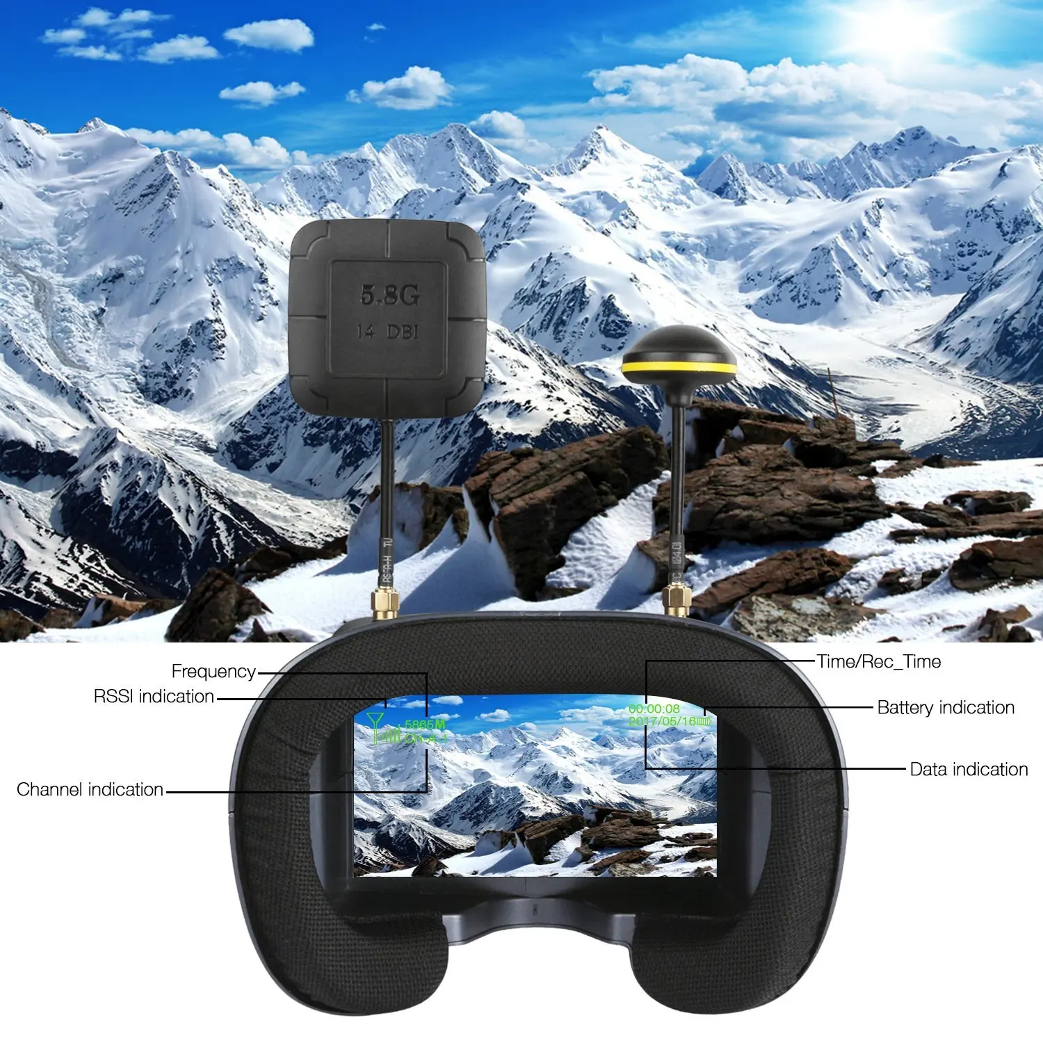 5.8G 40CH 4.3 Inch 800*480 Vid - Fpv Drone Goggles บทวิจารณ์และราคา