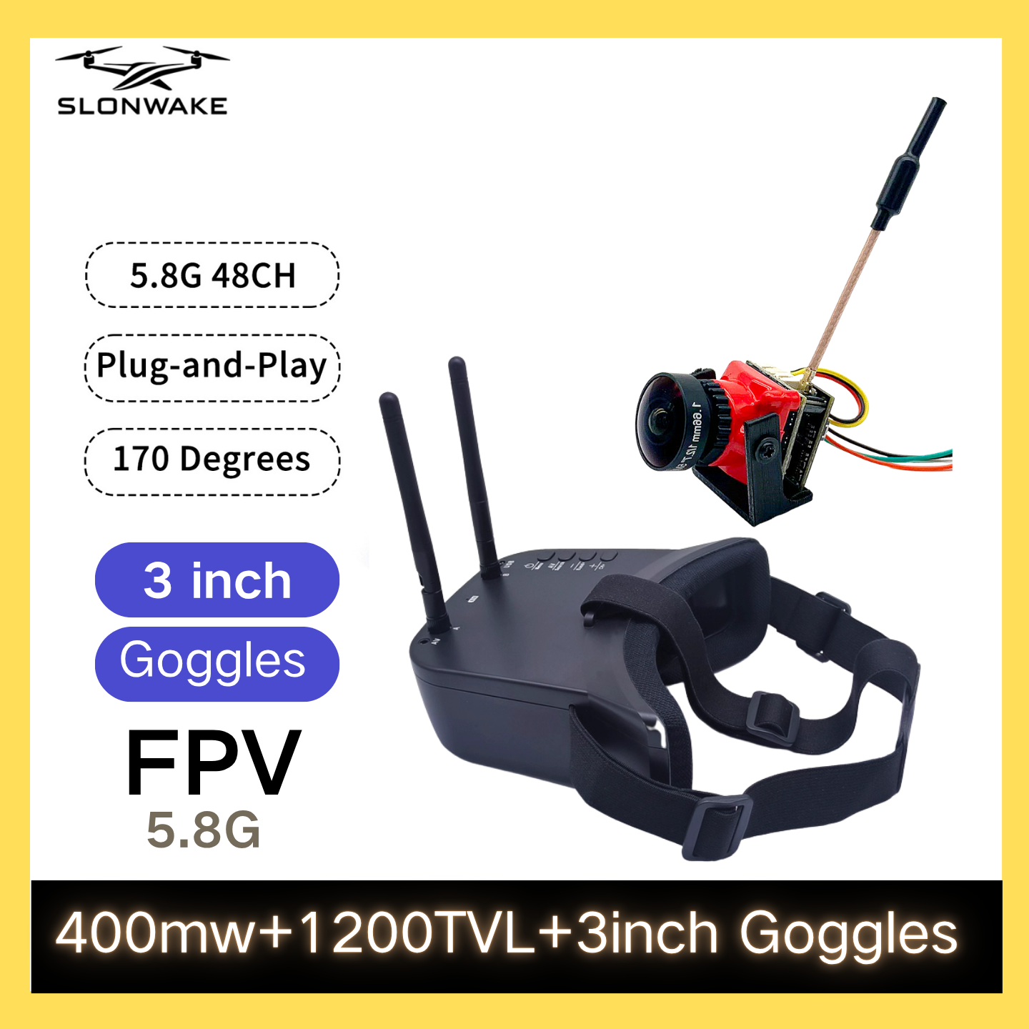 SLONWAKE 5.8G 48CH FPV 400mw V - Fpv Drone Camera บทวิจารณ์และราคา